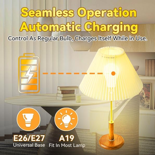 Neporal LITE PRO Rechargeable Light Bulbs, 2600mAh Large Battery Backup Light Bulbs, Perfect As Emergency Lights for Home, Hurricane Prepareness Item, E26/E27 (Soft White-2600mAh)