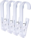 Laundry Hooks with Clips Hanger Closet Organizer Clamps Socks Boot Bras Towels for Bathroom Wardrobe Kitchen Office 4Pcs (Transparent)