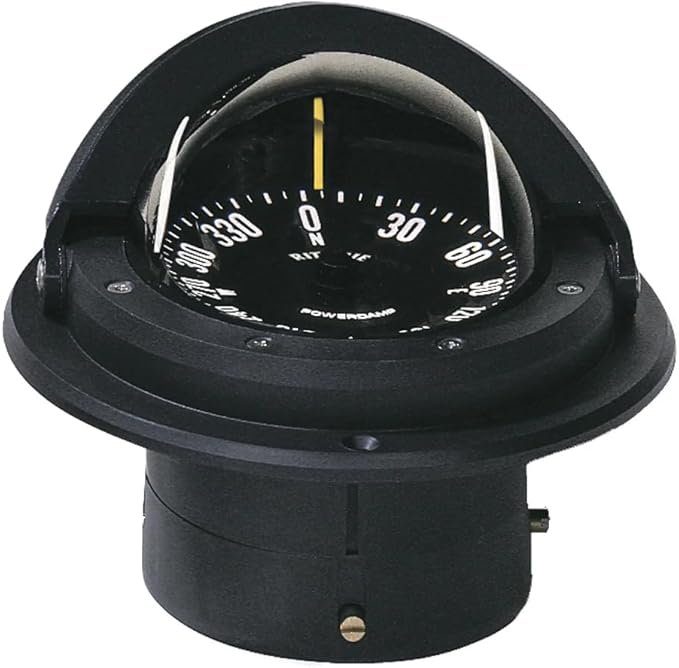 Ritchie Navigation Ritchie Voyager Compass Flat-Card Dial with Flush Mount and 12V Green Night Light (Black, 3-Inch)