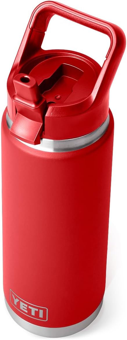 YETI Rambler 26 oz Bottle, Vacuum Insulated, Stainless Steel with Color Matching Straw Cap