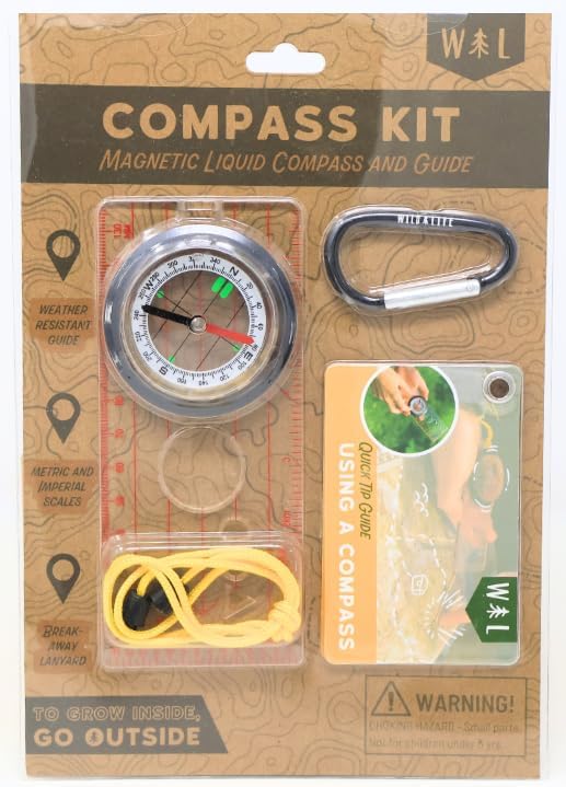 Magnetic Liquid Compass Kit – Professional Hiking Compass with Rotating Bezel, Quick-Tip Guide & Carabiner | Accurate Navigation Tool for Camping, Orienteering, Survival & Outdoor Adventures
