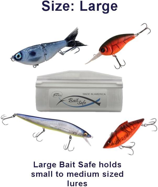 Bait Safe Lure cover/Protector, Patent Pending easy on/Off system, Saltwater Resistant Fishing Gear, Protects & Organizes Lures (Blue, Large)