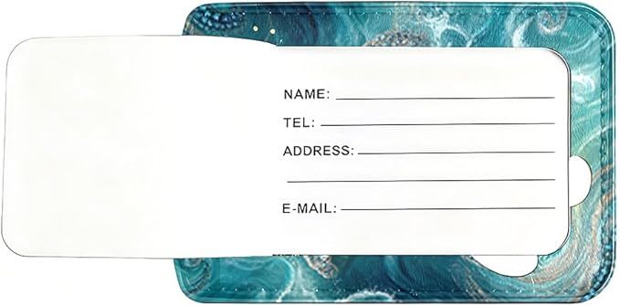 2 Pack Sea Turtle Luggage Tags for Suitcases, Teal Ocean Life ID Tags with Privacy Cover, PU Leather Bag Identifiers, Spring & Summer Beach Vacation Essentials, Mother's Day