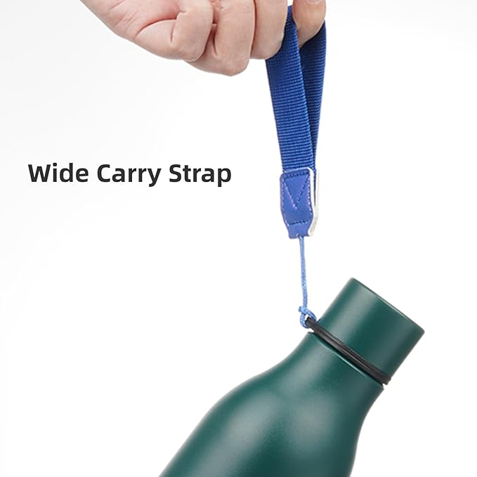 Konokyo Insulated Water Bottle with Strap,18 oz Double Wall Stainless Steel Vacuum Bottles Metal Water Flask,Army Green