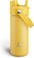ENCOOL Insulated Water Bottle with Straw Stainless Steel Water Bottle, Leak-Proof, BPA-Free, Double Wall Vacuum Keeps Cold for 24 Hours for Sports, Travel, School (18 oz, Elfin Yellow)
