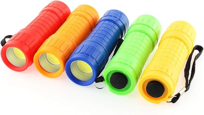 Whaply 30-Pack Small Mini Flashlight Set, 5 Colors, COB LED Handheld Flashlight with Lanyard,90-Pack AAA Battery Included for Kids/Night Reading/Party/Camping/Emergency/Hunting