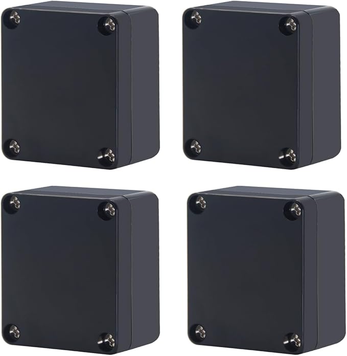 Project Box IP65 Waterproof Junction Box ABS Plastic Black Electrical Boxes DIY Electronic Project Case Power Enclosure2.48 x 2.28 x 1.38Inch (63 x 58 x 33mm)