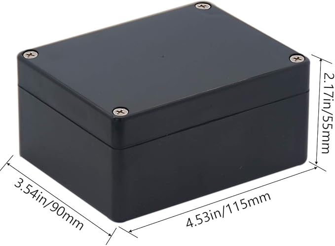 2 Pack Project Box IP65 Waterproof Junction Box ABS Plastic Black Electrical Boxes DIY Electronic Project Case Power Enclosure 4.53"x3.54"x2.17"(115x90x55mm)