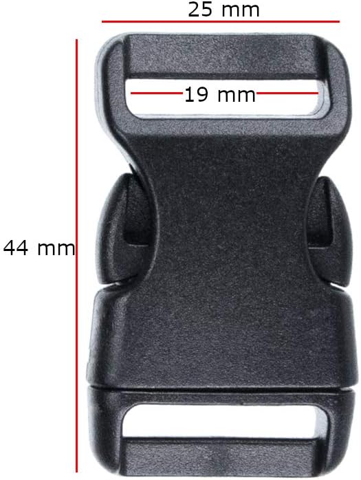 Black Plastic Side Release Buckles for Paracord Bracelets (3/4 Inch, 25 Pack)