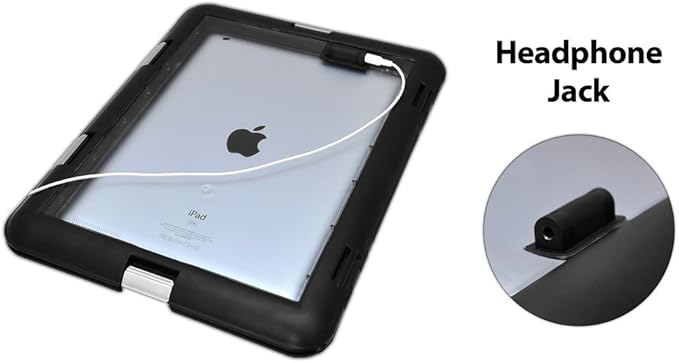 Pyle Universal iPad Waterproof Case, Marine Water Resistant IPX8 Outdoor Rugged Heavy Duty Tough Durable Shockproof Dustproof Protective Case with Screen Protector and Headphone Jack (Black)