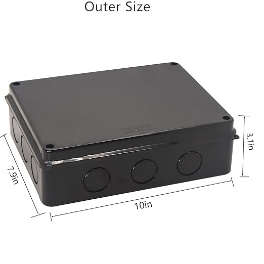 Project Box IP65 Waterproof Dustproof Junction Boxes ABS Plastic DIY Electronic Case, Indoor & Outdoor Electrical Box Power Cord Enclosure Black 255x200x80mm