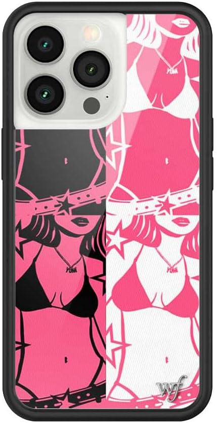 Wildflower Cases - Compatible with iPhone 13 Pro | Protective Black Bumper, 6.5ft Drop Test Certified, Women Owned Small Business | Pink Black Star Aesthetic Cute Trendy | Collab - Tara Yummy