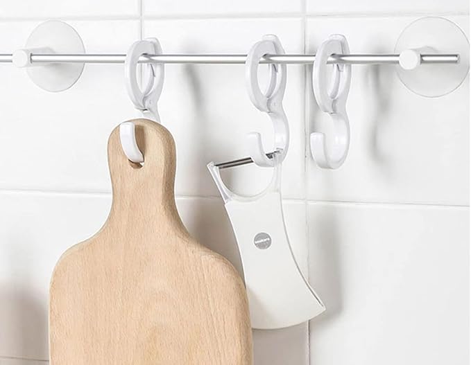 White Hanging Hooks, Multi-Purpose Hanging Hooks Hangers,Table Edge Hook,Hook Clip,Hanging Clips Hook,Windproof Hook, for Home, Office, Workshop, Exhibition(6 PCS, White)