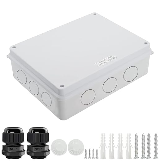 LeMotech Junction Box, Electrical Box IP65 Water Resistant Dustproof ABS Plastic Project Enclosure for Electronics White 10 x 7.9 x 3.1 inch