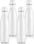 Volhoply 17oz Insulated Water Bottles MultiPack, BPA Free Water Bottle for Kids, Gym, Travel, Sports, Available in Packs of 1, 4, or 8（White,4 Pack）