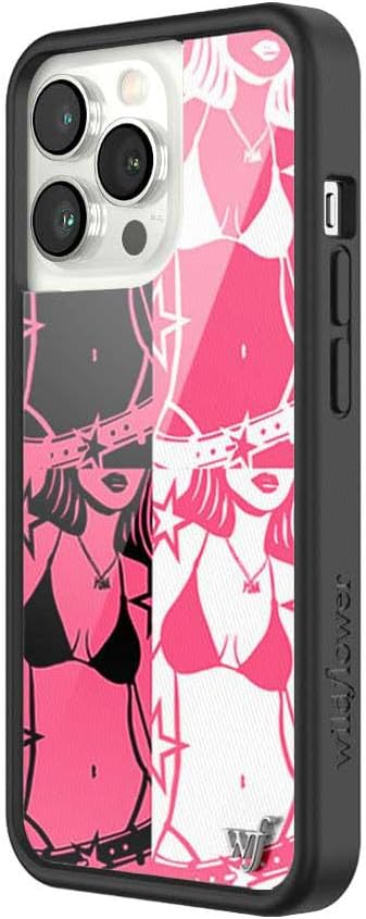 Wildflower Cases - Compatible with iPhone 13 Pro | Protective Black Bumper, 6.5ft Drop Test Certified, Women Owned Small Business | Pink Black Star Aesthetic Cute Trendy | Collab - Tara Yummy