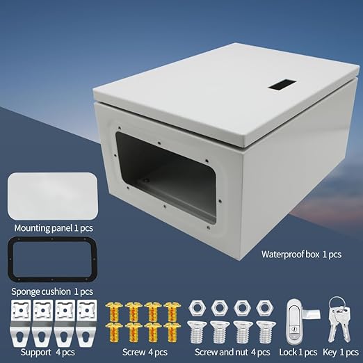 16 * 12 * 8 Inch Outdoor Electrical Junction Box,Electrical Waterproof Box with Lock,Waterproof & Dustproof Metal Box(400 * 300 * 200)