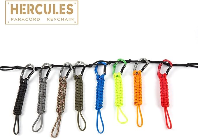 HERCULES Paracord Keychain Set – 2 Pack Lanyard Rope with Aluminum Clip, Durable Paracord Wrist Strap for Outdoor Activities, Imperial Red