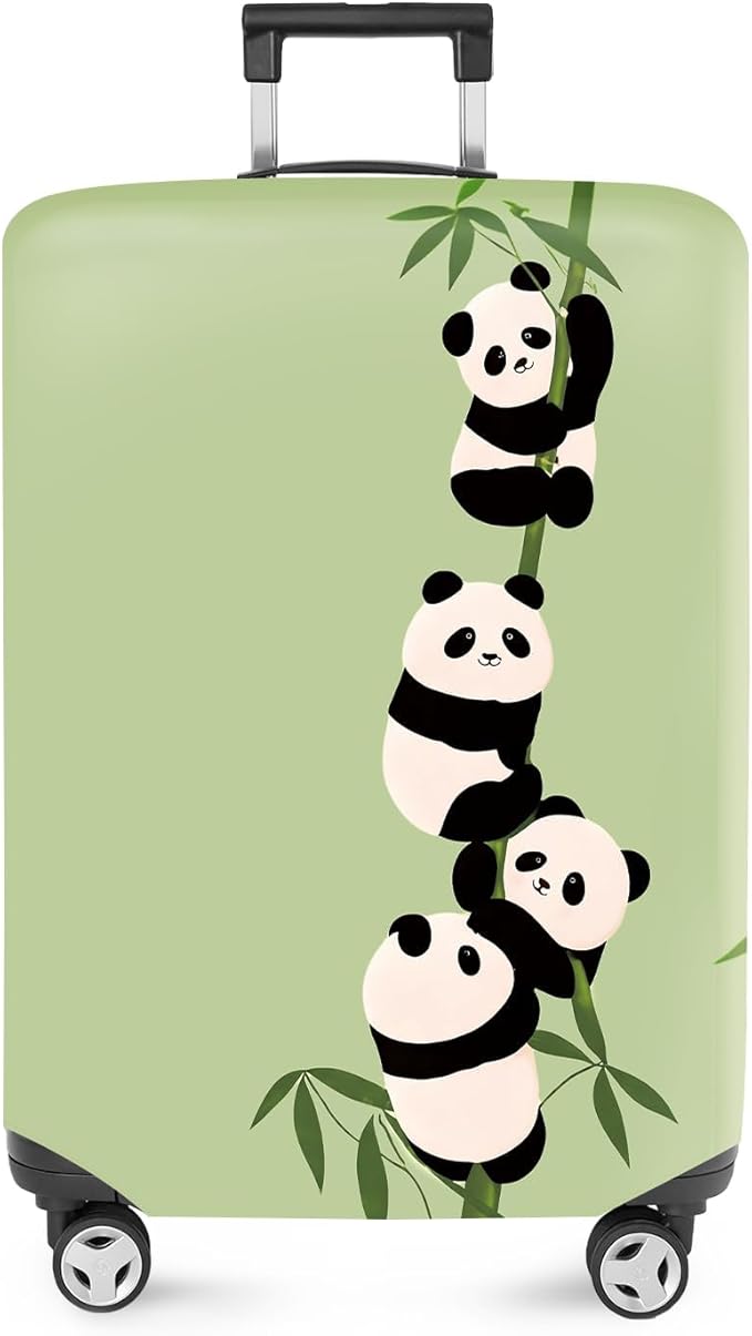 ANNA QUEEN Cute Panda Bamboo Luggage Cover, Cartoon Animal Suitcase Protector for 20-22 Inch Luggage