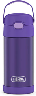 THERMOS FUNTAINER Water Bottle with Straw - 12 Ounce - Kids Stainless Steel Vacuum Insulated Water Bottle with Lid,Violet,(Pack of 6)