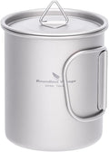 Boundless Voyage Titanium Camping Mug with Lid 300ml 450ml 750ml Lightweight Folding Handle Cup for Outdoor Backpacking Hiking Travel Durable Portable (450ml)