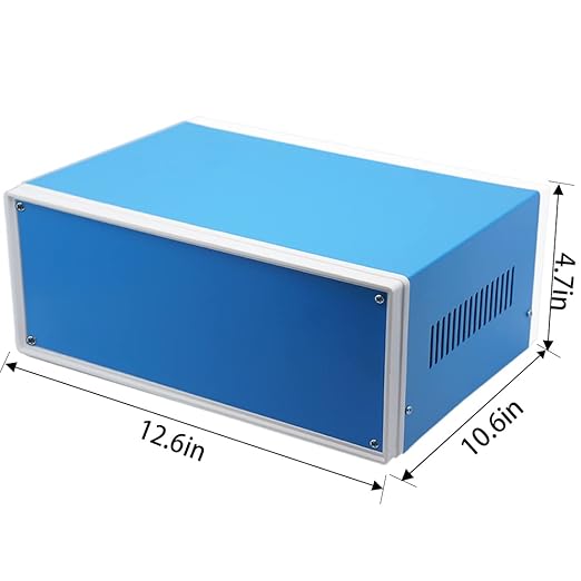 Zulkit Electronic Enclosures Blue Metal Enclosure Project Case DIY Box Junction Case Enclosure Preventive Case 12.6x10.6x4.7inch (320x268x120mm)