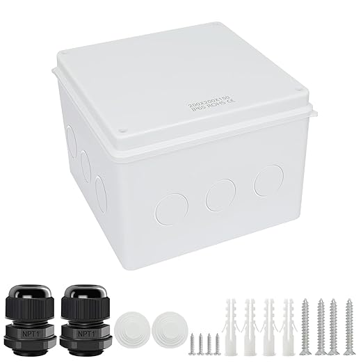 LeMotech Junction Box, Electrical Box IP65 Water Resistant Dustproof ABS Plastic Project Enclosure for Electronics White, External Size 7.8 x 7.8 x 5.9 inch