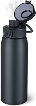 Insulated Water Bottle 18 oz with Dustproof Lid, Carry Handle & Tea Infuser, BPA-Free & Leakproof, Stainless Steel Water Bottles Ideal for Fitness, Hiking, Office & Outdoor Use （Cold Gray ）