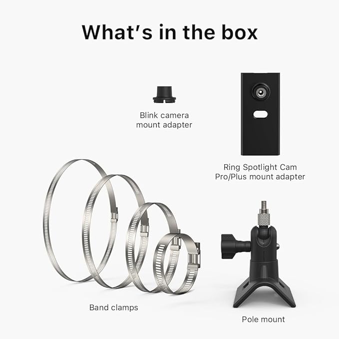 Holicfun No-Drill Outdoor Security Camera Pole Mount, Universally Compatible with Ring, Blink, Eufy, Wyze, Arlo, Google Nest, Simplisafe Cameras, and More - Black