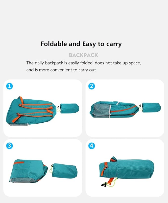 levayhill 25L Foldable Backpack & Bucket Hat 2 IN1 Combo, Lightweight packable Travel Set, Compact Daypack Sun Fisherman Hat (Lake Blue)