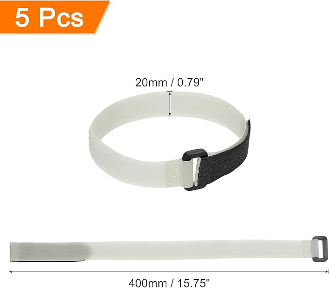MECCANIXITY 5Pcs Reusable Battery Tie Down Straps,0.8x16" Grey Nylon Multipurpose Battery Hold Down Adjustable Cinch Strap Hook Loop Fastening Tie for Quadcopters FPV RC Drone Boat Car