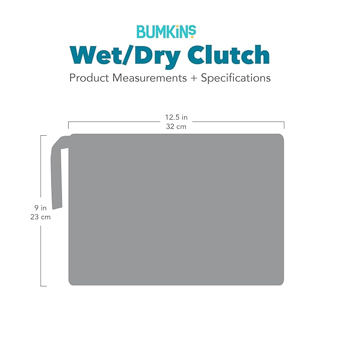 Bumkins Waterproof Wet Dry Clutch Bag for Baby, Travel, Swim Suit, Cloth Diapers, Pump Parts, Pool, Gym Clothes, Toiletry, Strap to Stroller, Daycare, Zip Reusable Bag, Packing Pouch, Palm Trees