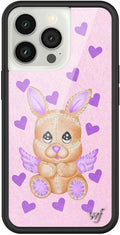 Wildflower Cases - Compatible with iPhone 13 Pro | Protective Black Bumper, 6.5ft Drop Test Certified, Women Owned Small Business | Purple, Hearts, Brown, Plush, Trendy | Love Stitched