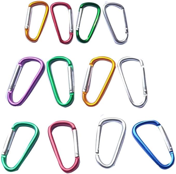 12Pcs Aluminum Carabiner D Ring, Includes Small 1.8" Carbineers, Medium 2.2" D Ring Clip, Biger 2.4" Multipurpose Carabiner Buckles (Each Size Randomly Mixed with 4 Colors).