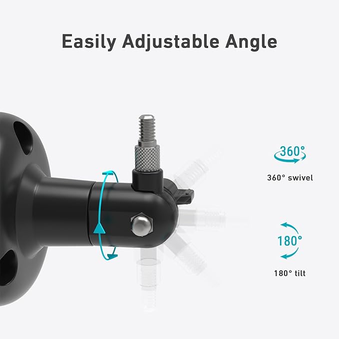 Holicfun 360° Adjustable Indoor/Outdoor Security Camera Wall Mount - Universal 1/4"-20 Thread Mounting Bracket for Ring, Blink, Eufy, Google Nest, Arlo, Wyze & More - Black