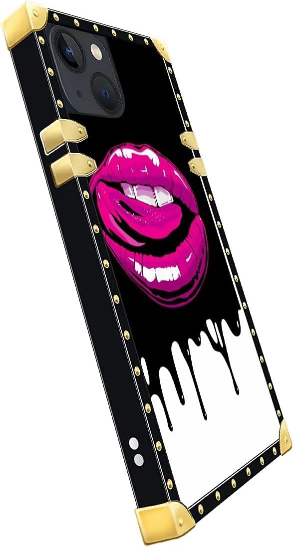 Compatible with iPhone 14 Case, Black White Red Slap Sexy Luxury Golden Decoration for Girl Women Soft TPU Shockproof Protective Hard PC Back for iPhone 14