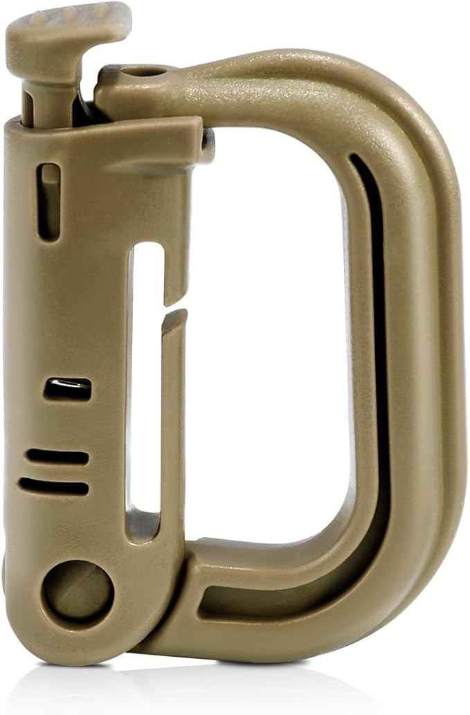 6 Pack 2.12“ Tactical Locking D Ring Plastic Carabiner Backapck Molle Hook Clip for Webbing Straps Bag