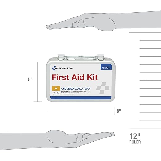 First Aid Only 91323 ANSI A 2021 and OSHA Compliant First Aid Kit, 10-Person Emergency First Aid Kit for Business, Home, Car, and Worksites, 76 Pieces