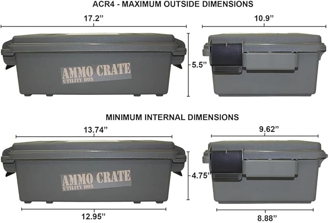MTM ACR4-18 Ammo Crate Utility Box-Carry up to 65lbs of gear-Stackable design, double padlock for security - Water-resistant O-ring seal - Army Green