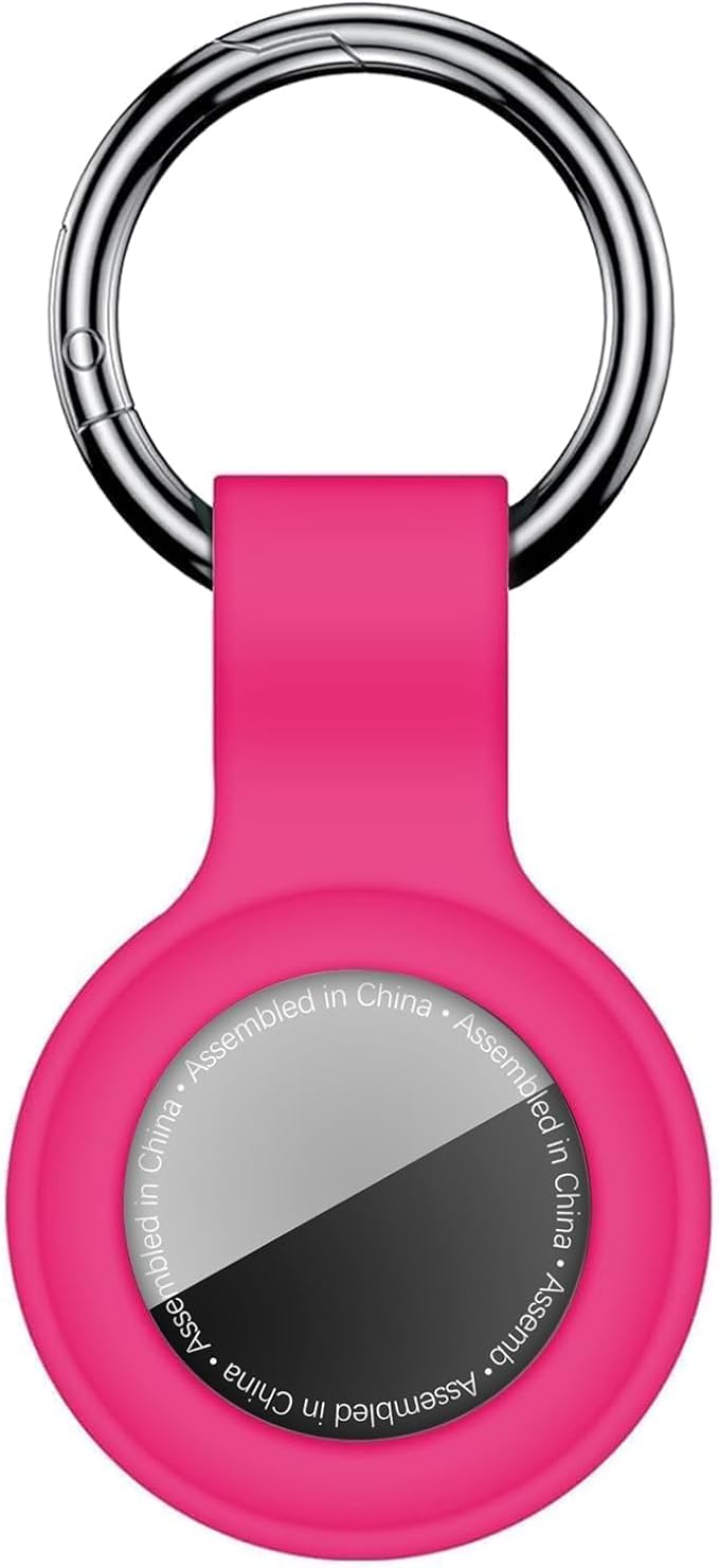 Linsaner Case for AirTag 2nd Gen (2026) & 1st Gen, Silicone Holder Keychain Key Ring, Protective Cover for Apple for Air Tags, GPS Finder Accessories for Bags, Pets, Kids, Luggage, Hot Pink