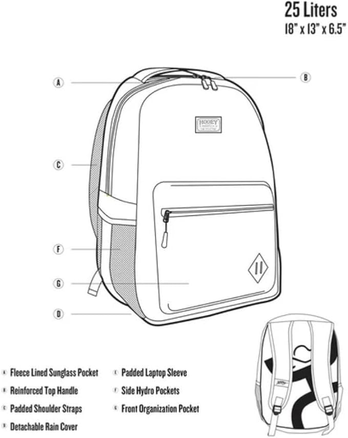 HOOEY Recess 25L Backpack - Durable Lightweight Daypack for Travel, Gym, & Outdoor Use - Spacious Main Compartment, Laptop Sleeve, Stylish Unisex Design (Brown/Black)