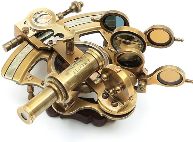 Handmade Astrolabe Brass Sextant inbuild Compass with Hardwood Box.