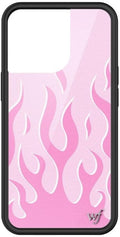 Wildflower Cases - Compatible with iPhone 13 Pro| Protective Black Bumper, 6.5ft Drop Test Certified, Women Owned Small Business | Pink Flame White Festival Cute Trendy | Pink Flames