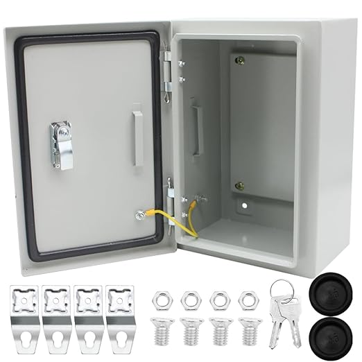 Waterproof Metal Electrical Enclosure with Lock,12 * 8 * 6 in Outdoor Electrical Box,IP66 Waterproof & Dustproof Electrical Junction Box(300 * 200 * 150mm)