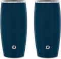 SNOWFOX Premium Vacuum Insulated Stainless Steel Beer Glass, Home Bar Accessories, Drinkware, Frosty Beverages Stay Cold, 18oz, Set of 2, Navy