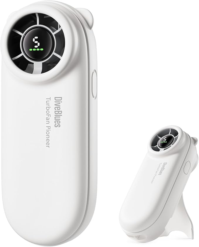 Diveblues TurboBear Portable Handheld Turbo Fan, 5 Gear Wind, Travel Essentials, Small Hand Held Fan Rechargeable, Mini Personal Fans Cooling, Battery Powered, Pocket Cute Gifts Women