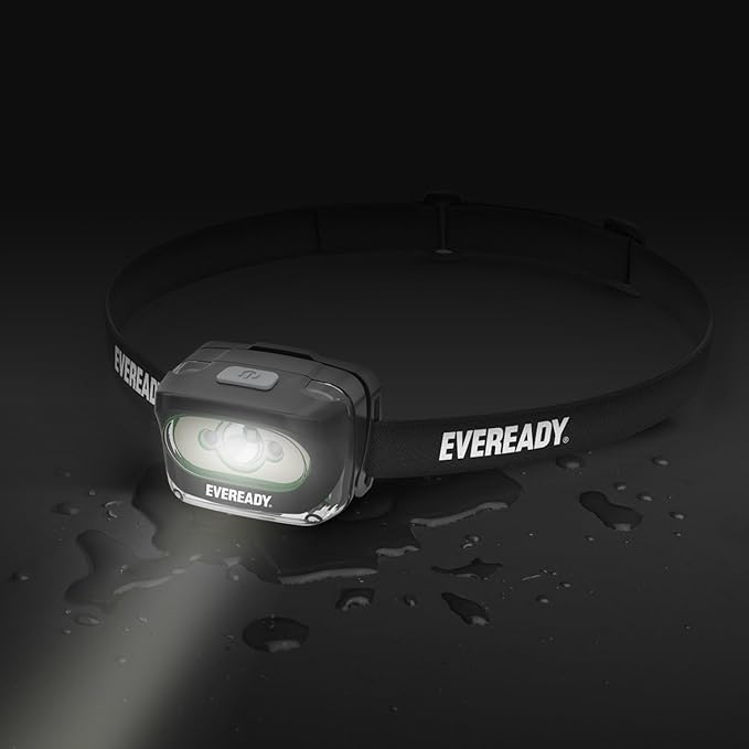 Eveready LED Light Rechargeable Headlight, 300 Lumen, IPX4 Water Resistant, Shatterproof Lens, Great Outdoor LED Headlight, Micro-USB Charging Cable Included