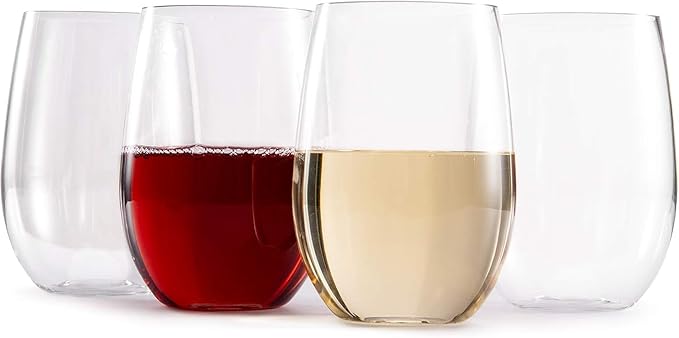 hotder Wine Glasses glasses drinking set 16 OZ Tritan, Stemless Wine Glasses Set of 4, plastic wine glass Outdoor Unbreakable Dishwasher-safe, Red Wine Glasses for Home, Party