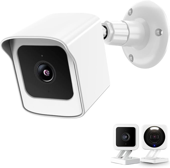 PEF Mount for All-New Wyze Cam V4 and V3, Weatherproof Protective Cover and 360 Degree Adjustable Wall Mount Solid Housing for Wyze V4 and V3 Outdoor Indoor Smart Home Camera System (White, 1 Pack)