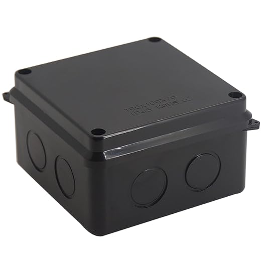 Project Box IP65 Waterproof Dustproof Junction Boxes ABS Plastic DIY Electronic Case, Indoor & Outdoor Electrical Box Power Cord Enclosure Black 100x100x70mm